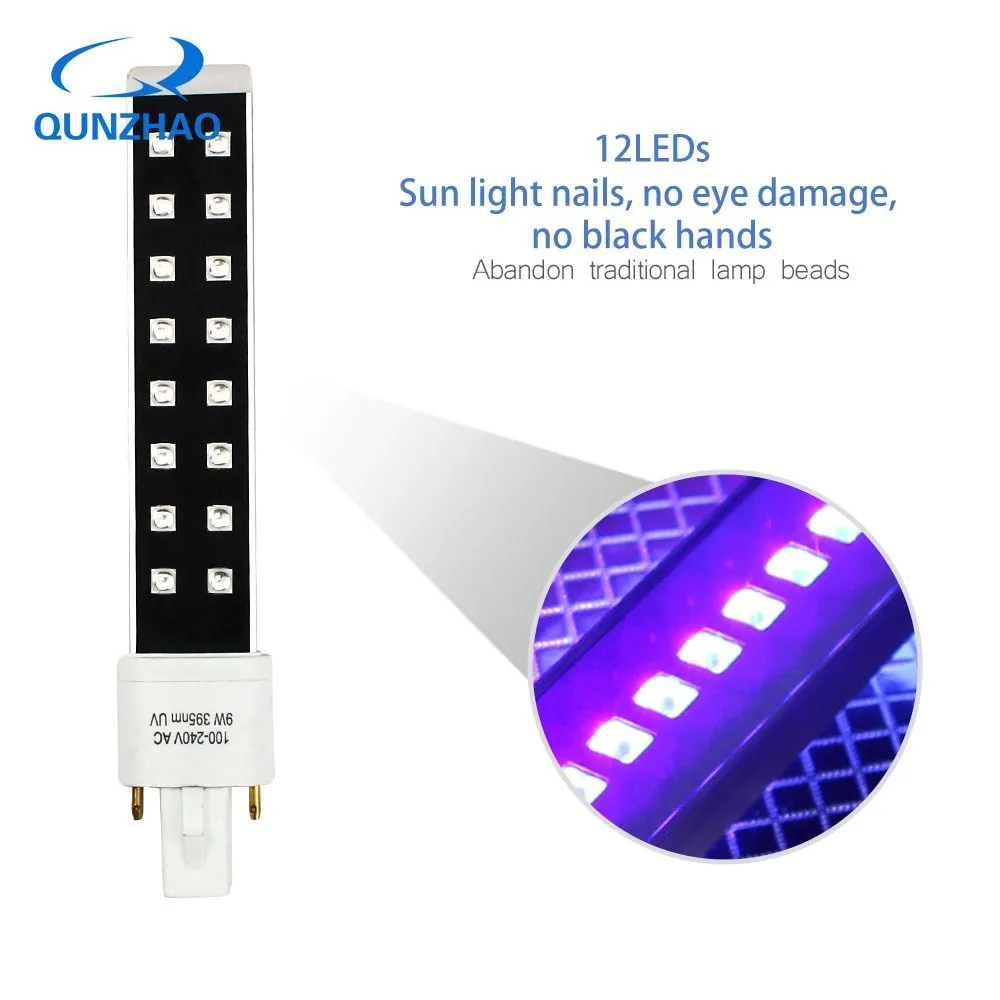 Lamp For Nails UV LED 16 LEDS 9W 395nm Ultraviolet Nail Ice Lamp Bulbs For Replaced Curing Nail Art Dryer Bulbs Replacement Tube