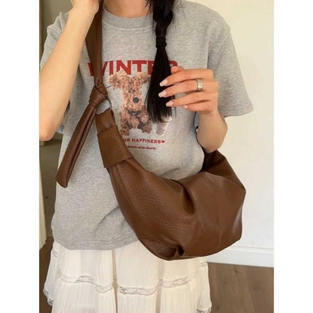 

Корейская сумка-пельмень из мягкой кожи, плиссированная, для путешествий, мужская, через плечо, в стиле «ленивый шик», на одно плечо, сумка-слинг, сумка «хлебный пирог»