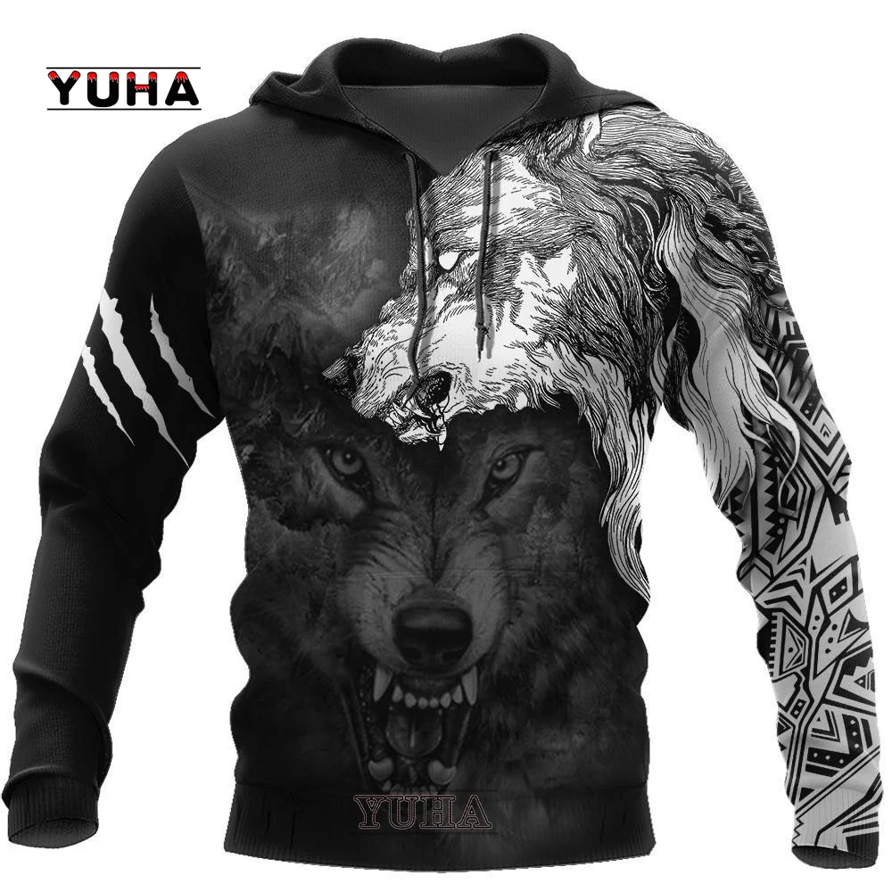 Fenrir-Sudadera con capucha con estampado 3D de lobo para hombre y mujer, suéter de lujo con estampado de Lobo, chaqueta informal, ropa deportiva