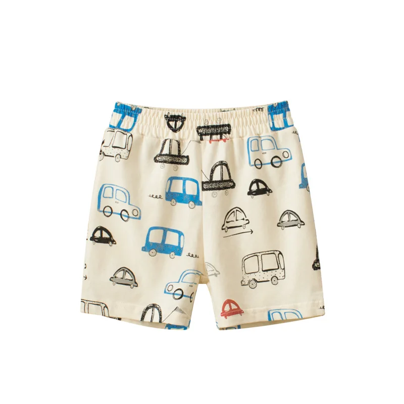 2023 Summer Kids Car Dinosaur Cartoon Shorts for Boy 100% Pure Cotton Children Girls Sports Casual Half Pants for Ages 1-9 Kids