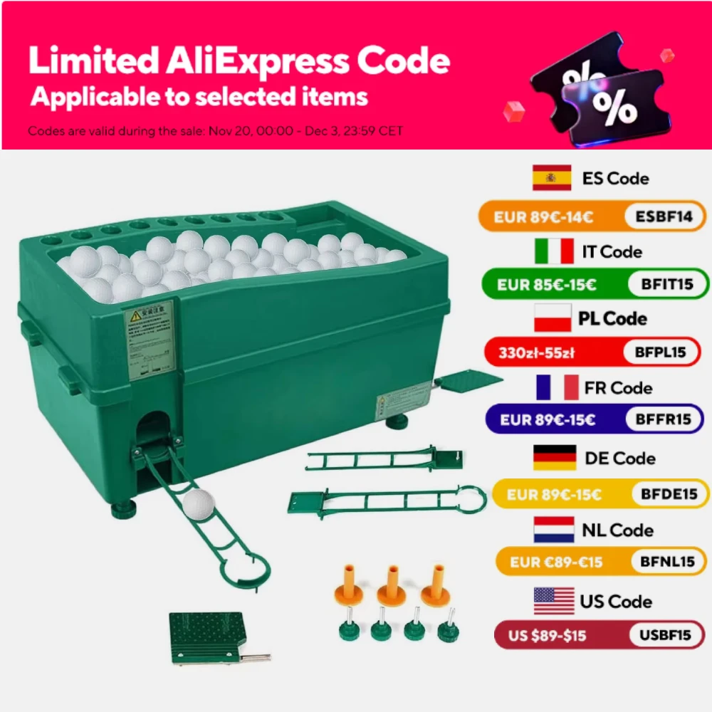 Automatic Golf Ball Dispenser Machine Tee Up Golf Ball Teeing Device with Foldable Track Holder Adjustable Golf Tee Machine