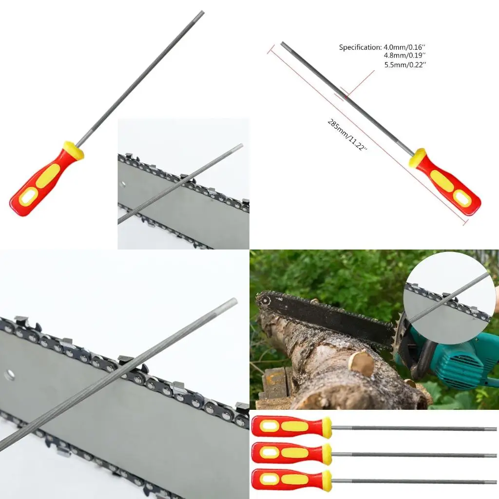  3pcs Chainsaw File for Sharpening Chainsaw File High Carbon Steel Chainsaw Chain File 4/4.8/5.5mm Chainsaw Accessories
