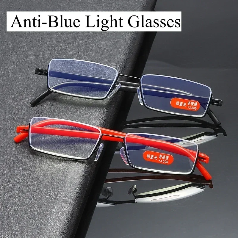 Unisex TR90 HD Prescription Eyeglasses with Case Vintage Square Frame Reading Luxury Glasses Anti-Blue Light Presbyopia Eyewear