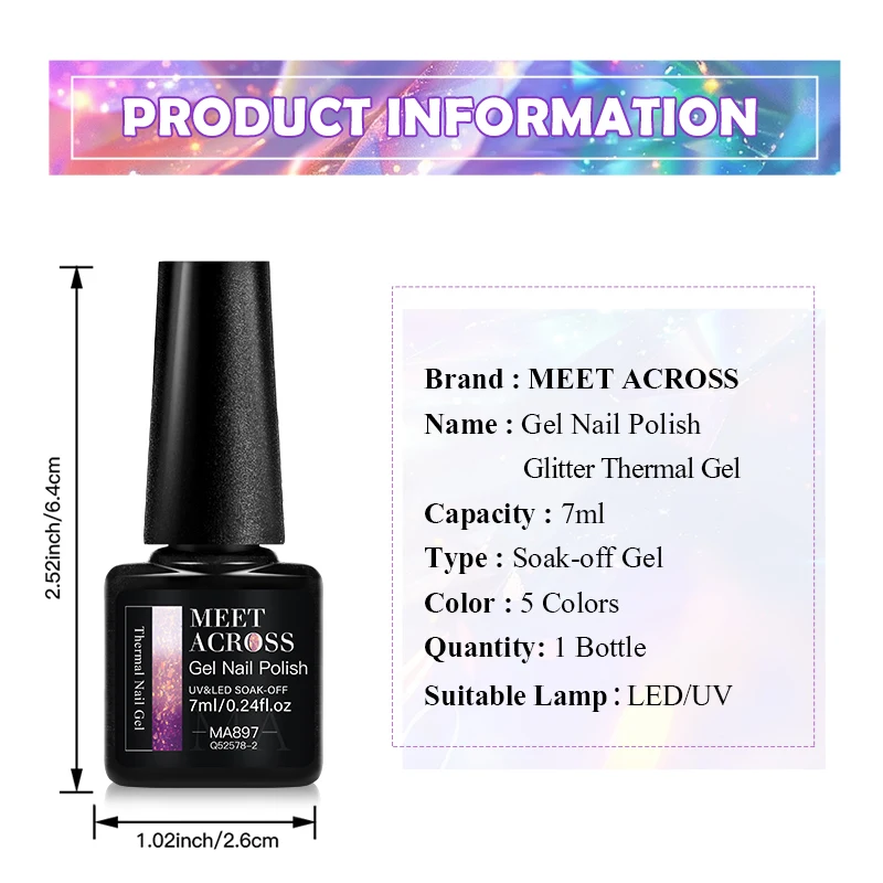 Glitter Thermal Gel Nail Polish Temperature Color Changing Autumn Semi Permanent Soak Off Varnish For Manicure Gel Nail Supplies