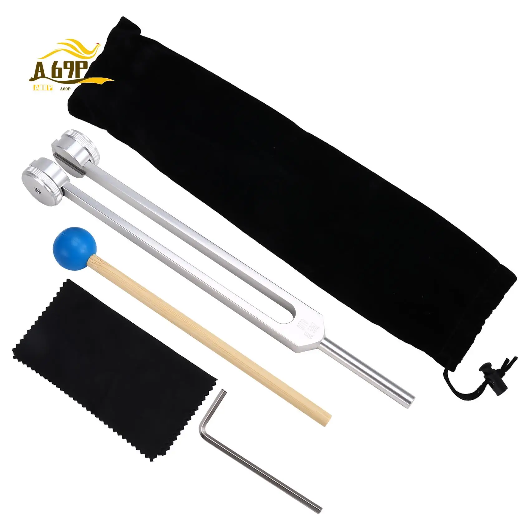 

A69P-Камертон с силиконовой сумкой для молотка для исцеления, музыкальных инструментов, звуковой терапии