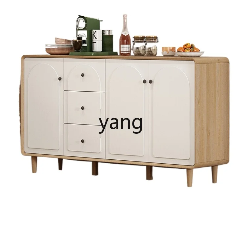 

LTT cream style dining side cabinet living room against the wall storage side cabinet simple modern solid wood frame cabinet