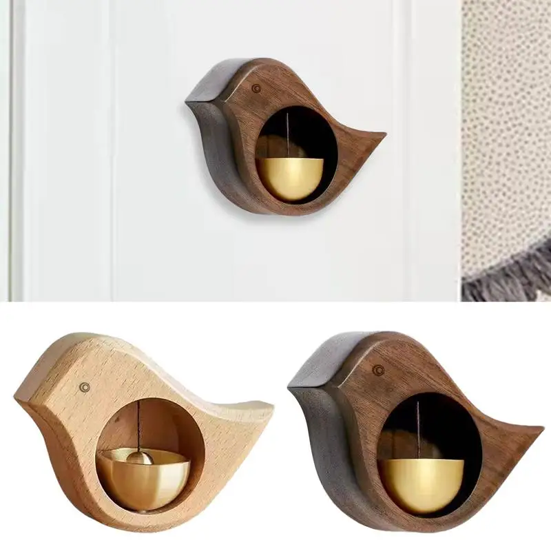 Magnetic Wood Doorbell Chimes Bird-shaped Magnetic Home Garden Welcome Wind Chime Suction Store Entrance Alert Refrigerator