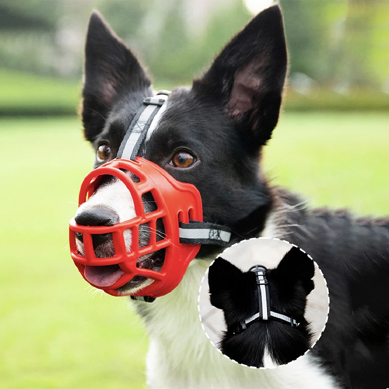 

Reflective Dog Muzzle Mask Anti-biting Silicone pet puppy Mouth Muzzle Adjustable mouth cover for Small medium Large big Dogs