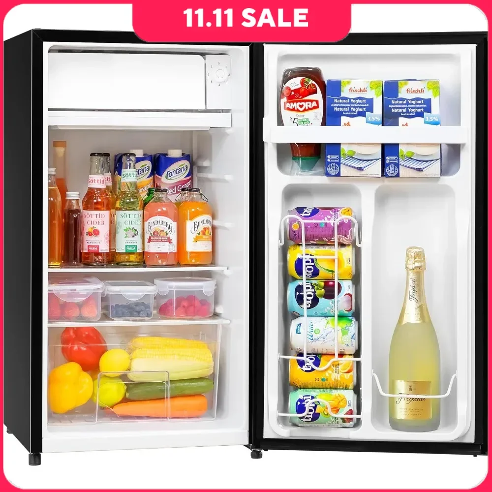 

3.2Cu.Ft Mini Fridge with Freezer, Single Door Energy-Efficient Low Noise, Compact/Portable Refrigerator