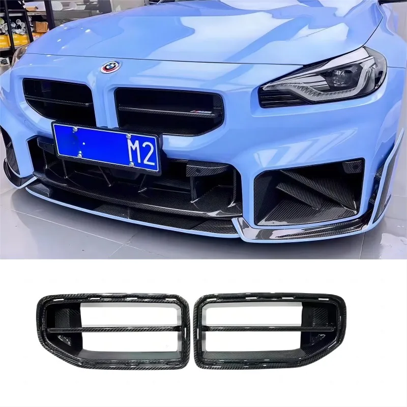 

Dry Carbon Fiber Car Front Grille Bumper Air Vent Covers Trims For BMW 2 Series M2 G87 2022+MP Fog Lamp Grill Cover