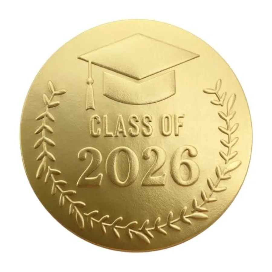 

100 Pack Class of 2026 Graduation Stickers Gold Foil Embossed Labels for Graduates Metallic Foil Envelopes Seals for Invitation