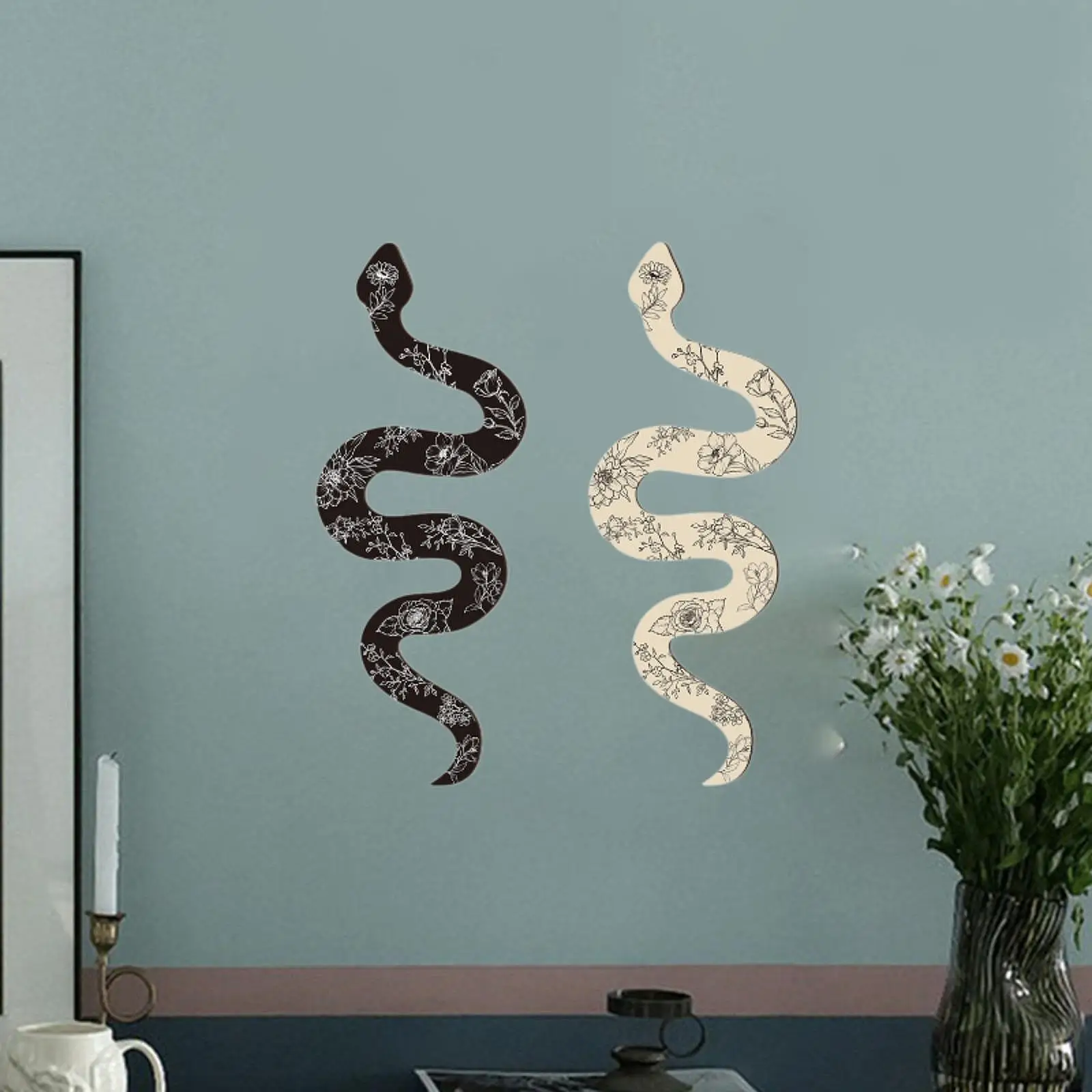 

2Pcs Wooden Snake Plaques Wall Decoration Decorative Versatile Boho Wall Art