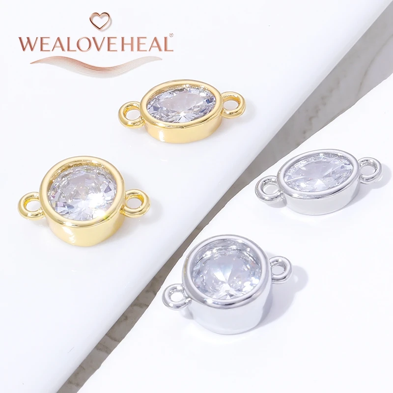 Conectores de latón chapado en oro de 18 quilates con circonitas para la fabricación de joyas DIY: pulseras y pendientes para mujer