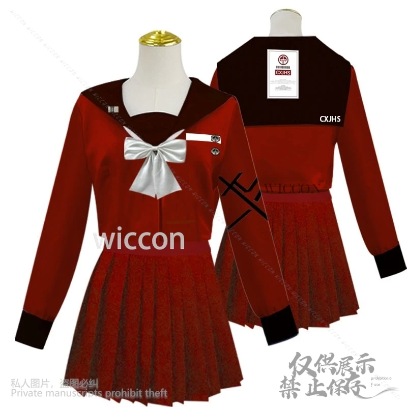 Tsukumo كاكو أنيمي لعبة المائة تأثيري خط زي اليابانية جيراي كي الفتيات زي مدرسي JK فستان أحمر الوردي مخصص