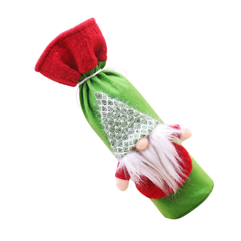 

1pc Christmas Wine Bottle Cover Adorable Holiday Decoration Party Supply Festive Red Santa Washable Bottle Sleeve Bar Tool
