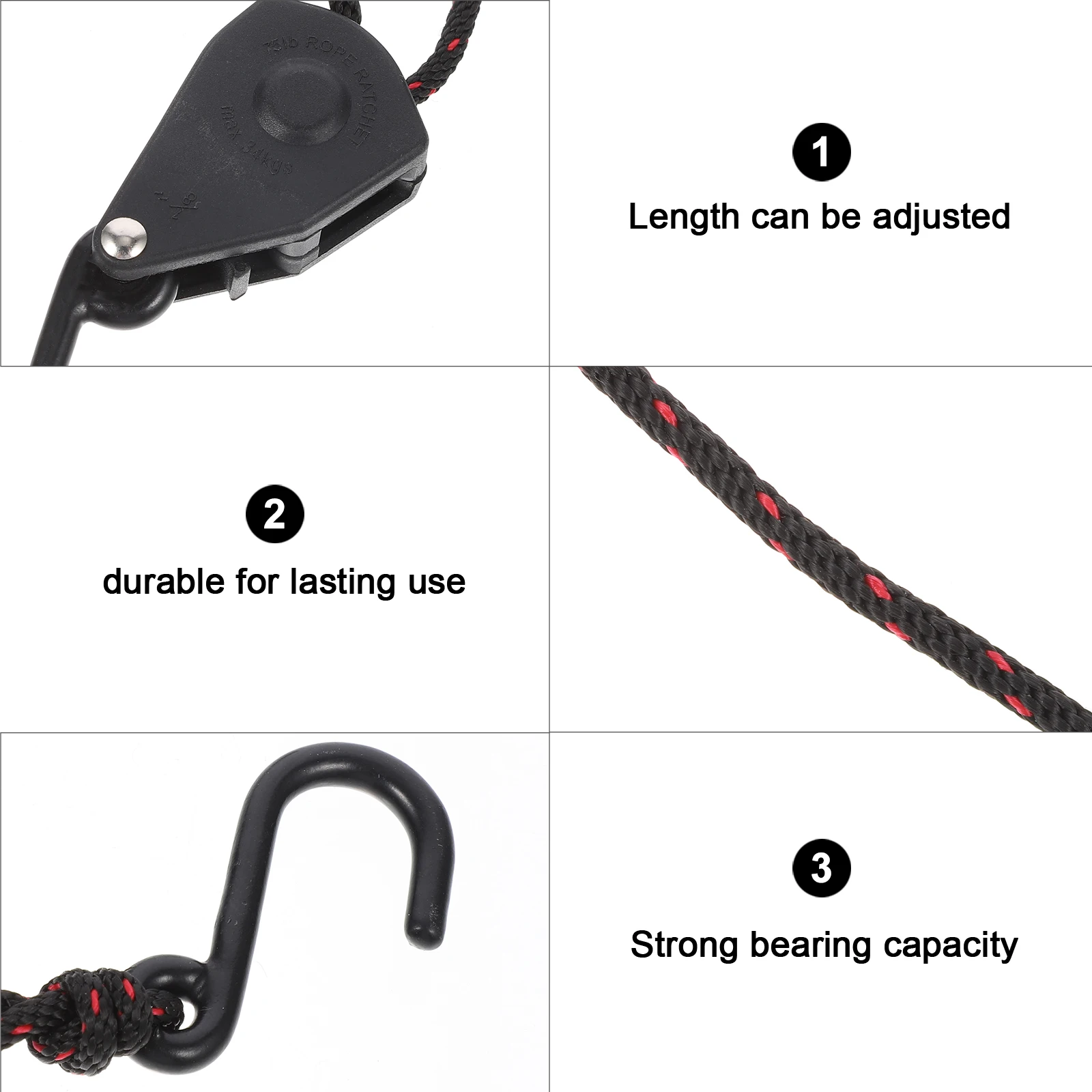 

Lanyard Pulley Rope Canoe Tie down Boat Downs Bow Belt Clamp Ratchet Straps