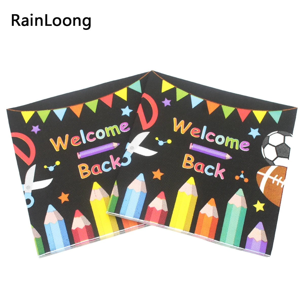 [RainLoong] Welcome Back To School Print Paper Napkins Tissue Serviettes For Party Decoration 33*33cm 2 Plys