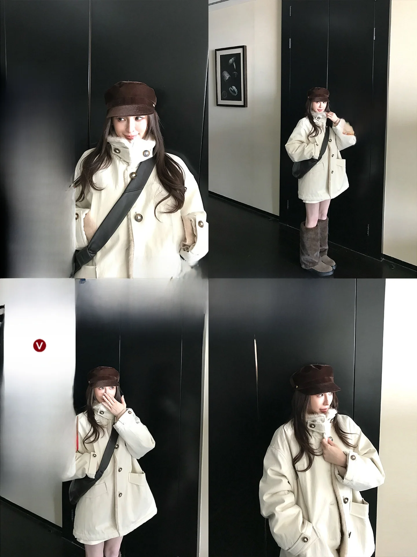

Skk Store Snow Faux Fur Jaet ort And Long Sle Small Fur Workwear Environmental Protection Winter Outerwear Coat