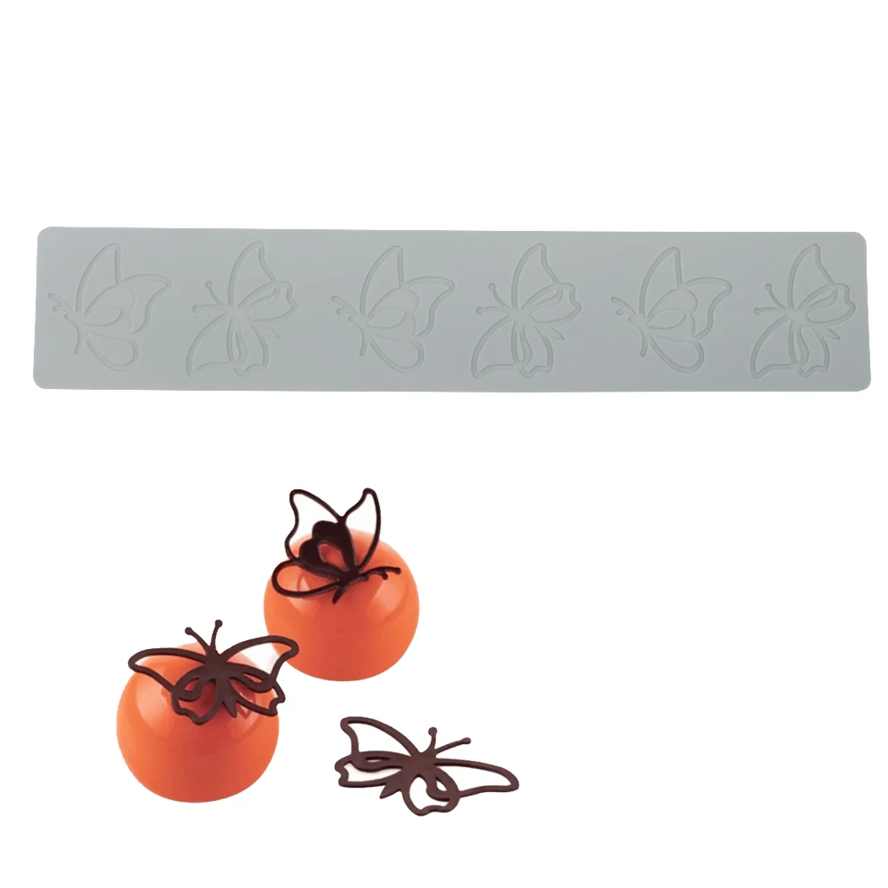 قالب سيليكون مفرغ من الدانتيل على شكل فراشة لترتيب قوالب المعدة الجزيئية لشقوق الشوكولاتة #1