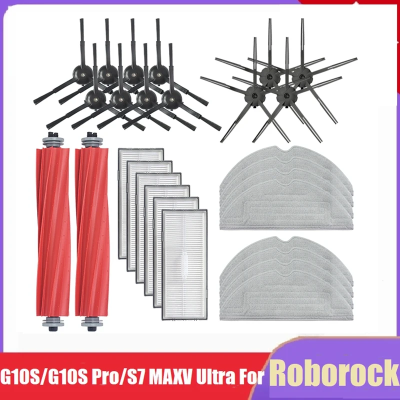 HOT！-28Pcs Accessories Kit For Roborock G10S/G10S Pro/S7 MAXV Ultra Robot Vacuum Cleaner Filter Main Side Brush Mop Cloth