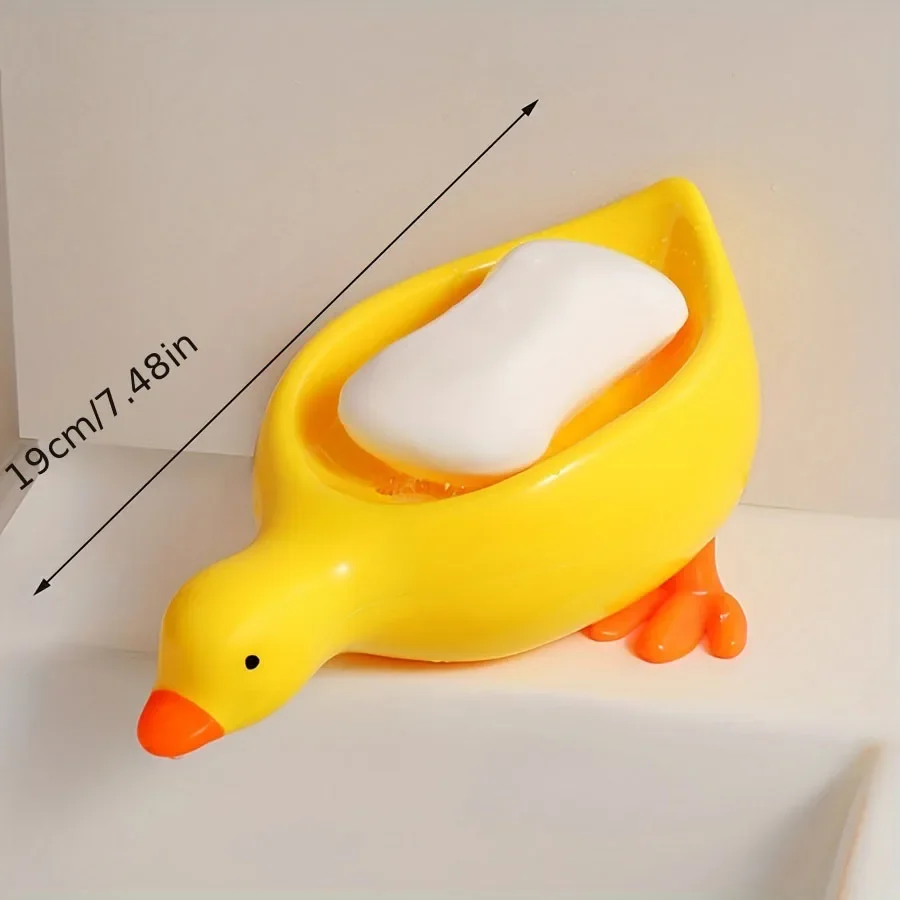 Soap Tray Self-draining Soap Rack Cute Duck-shaped Creative Rack for Shower Bathroom Kitchen Tub Sink Tray Bracket Bathroom