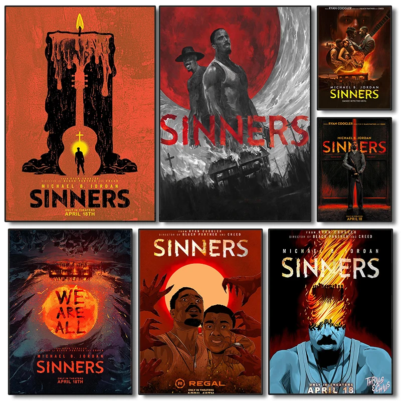 America Latest Fantasy Horror Movie Sinners Posters Modern Film Prints Canvas Painting Wall Art Pictures Home Room Decoration