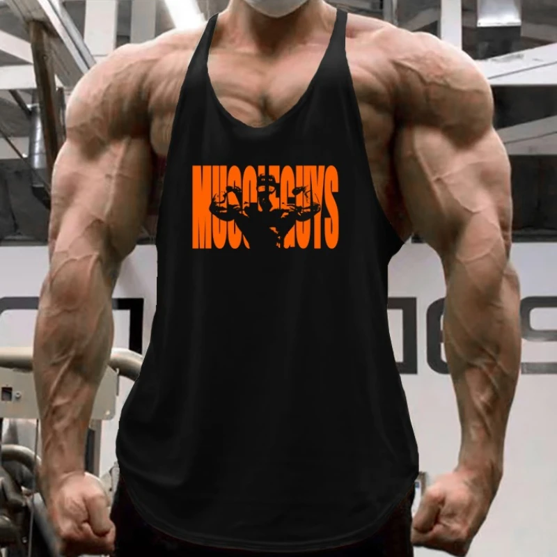 Sommer Baumwoll-Tanktops für Männer, Ärmellos, Atmungsaktiv, Kühles Gefühl, Muskel-Workout T-Shirts, Modische Y-Rücken Gym Bodybuilding Freizeit-Tops