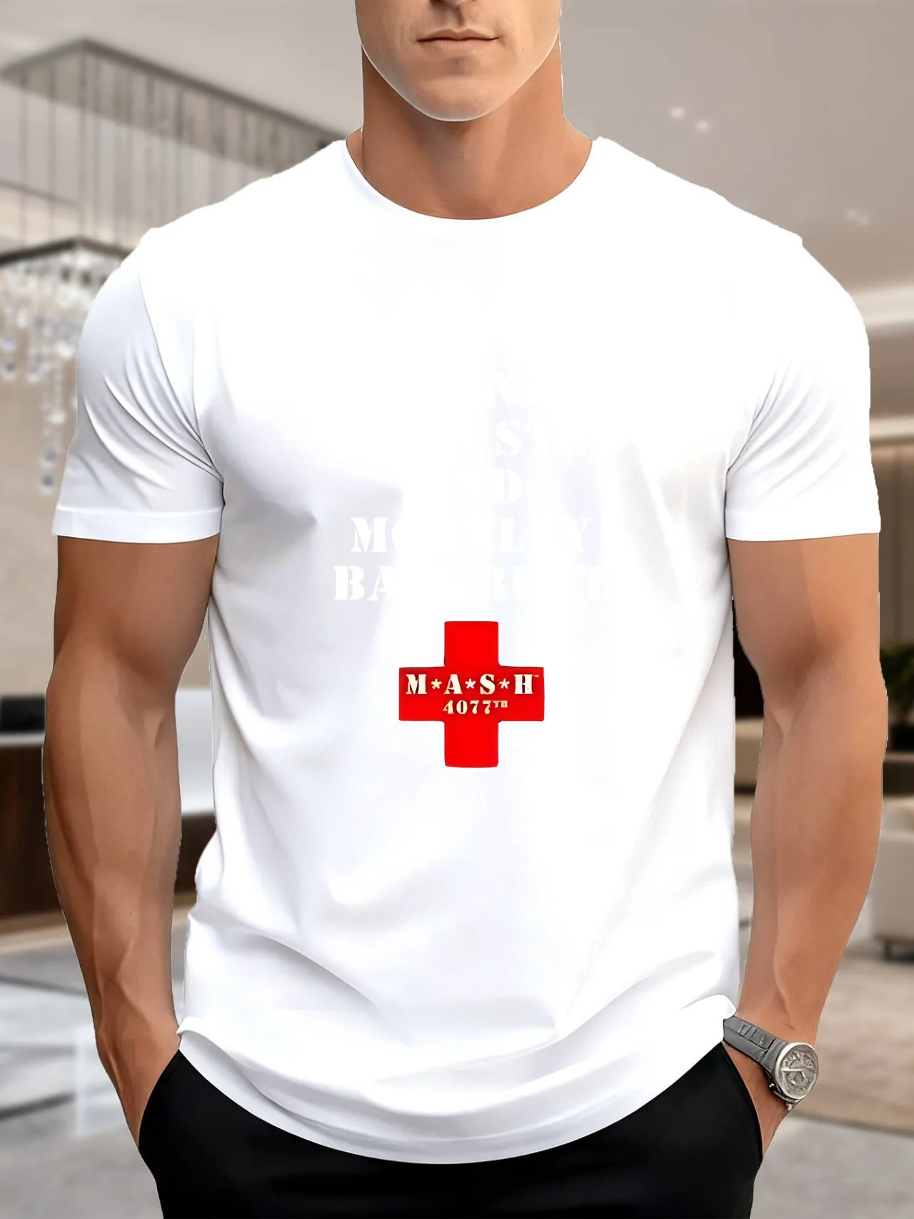 Nowa Kolekcja Moda Mash 4077 Gruba Koszulka Męska Vintage Śmieszna Modna Wyprzedaż