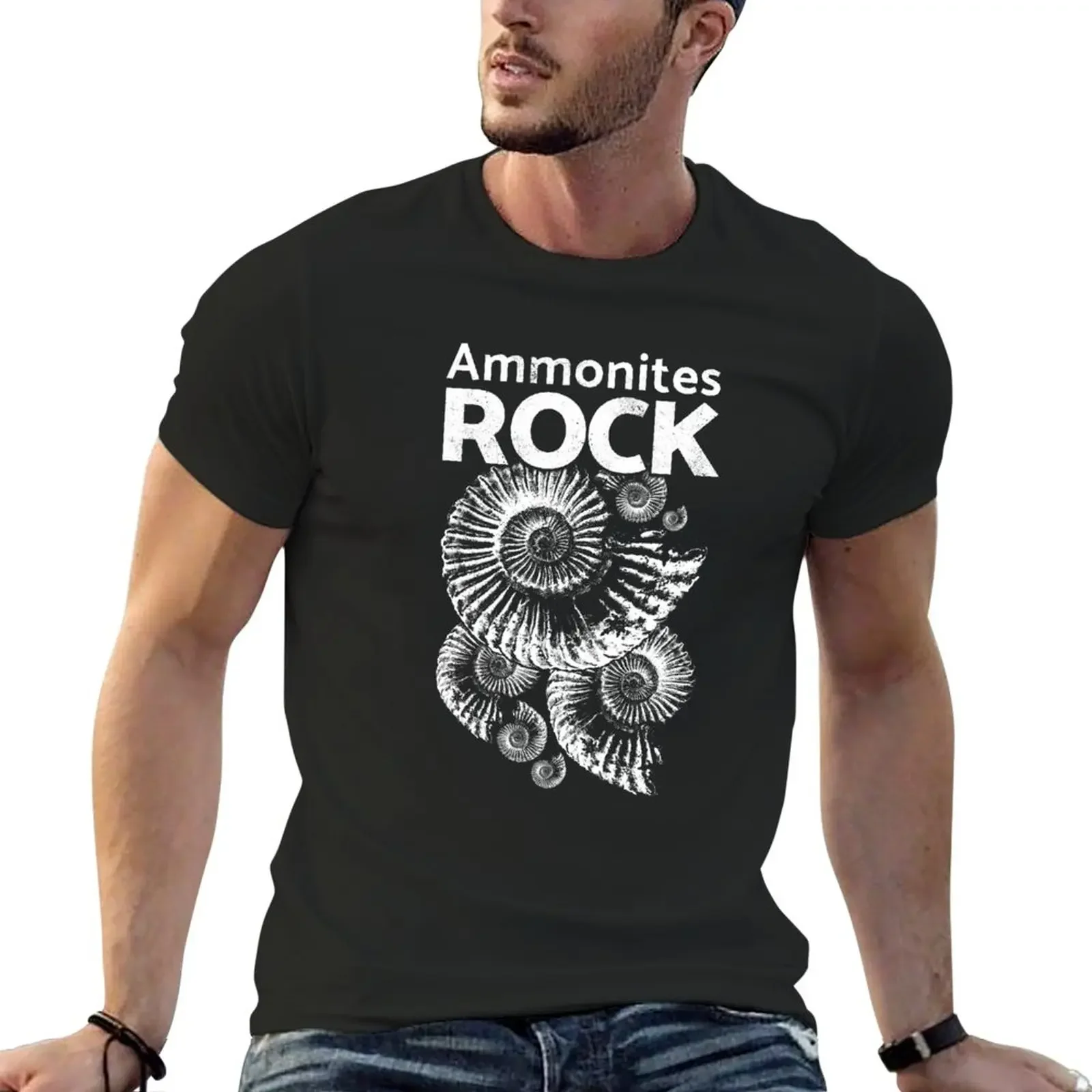 New Ammonite t-shirt, fun paleontologist t-shirt saying Ammonites rock T-Shirt aesthetic clothes t shirt men