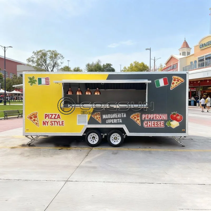 COGSUN Commercial Grade Mobile Food Truck Outdoor with Luxury Double Stack Oven Fryer Refrigeration   ﻿