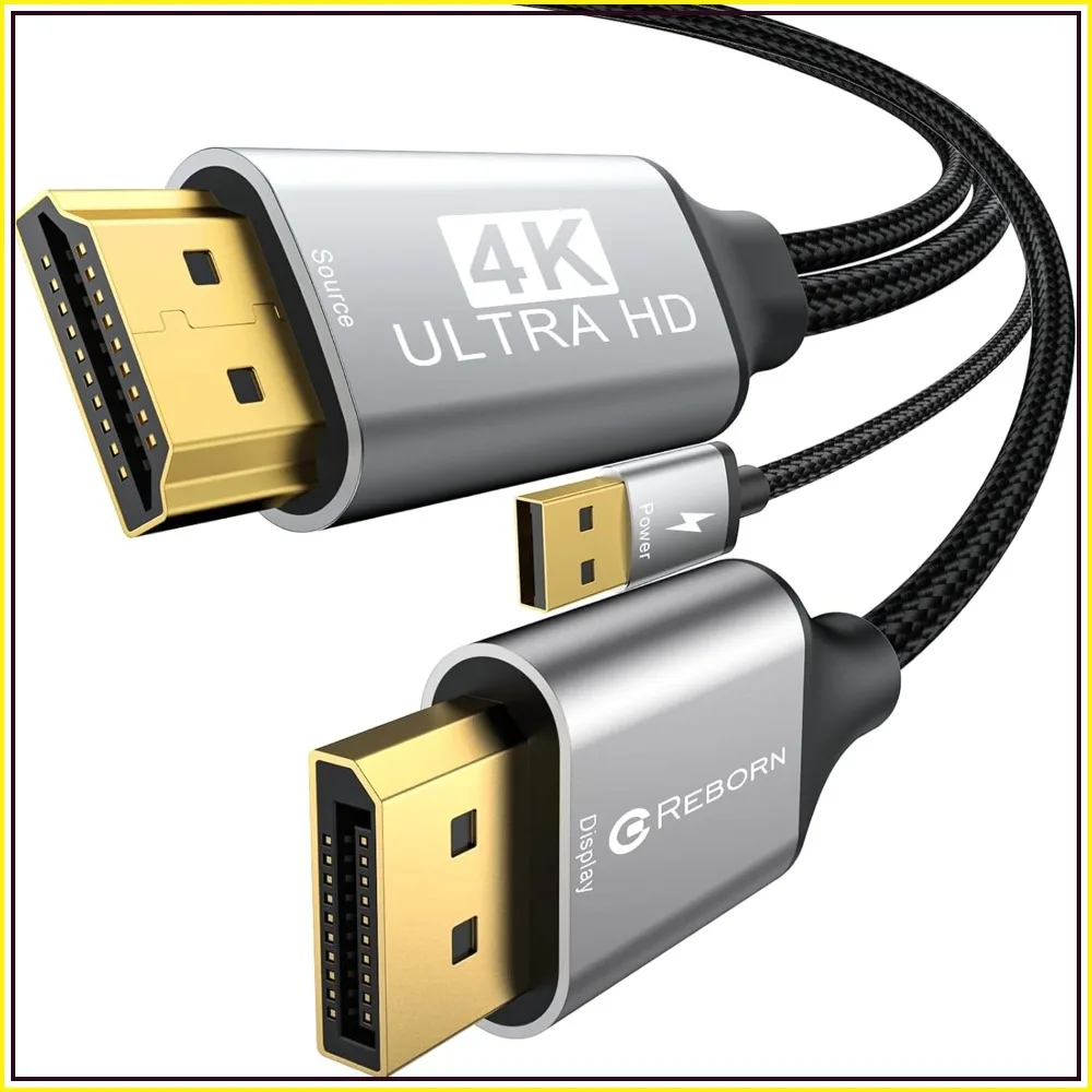 Active HDMI to DisplayPort Cable 4K 60Hz 6FT, Uni-Directional HDMI Source to DP Monitor Adapter, Compatible with PC, Laptop, AMD, NVIDIA, PS5, Xbox