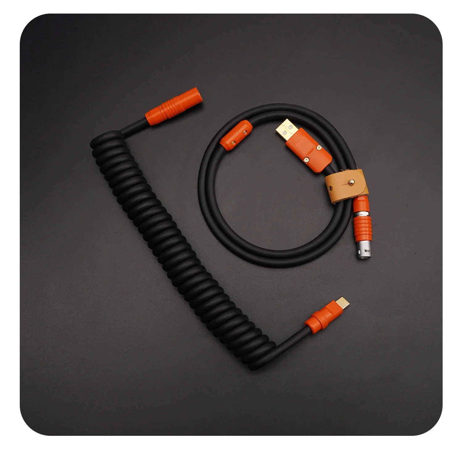 GeekBable Handmade Customized Mechanical Keyboard Data Cable Rubber Spring Spiral Rear Orange Hardware Pigeon