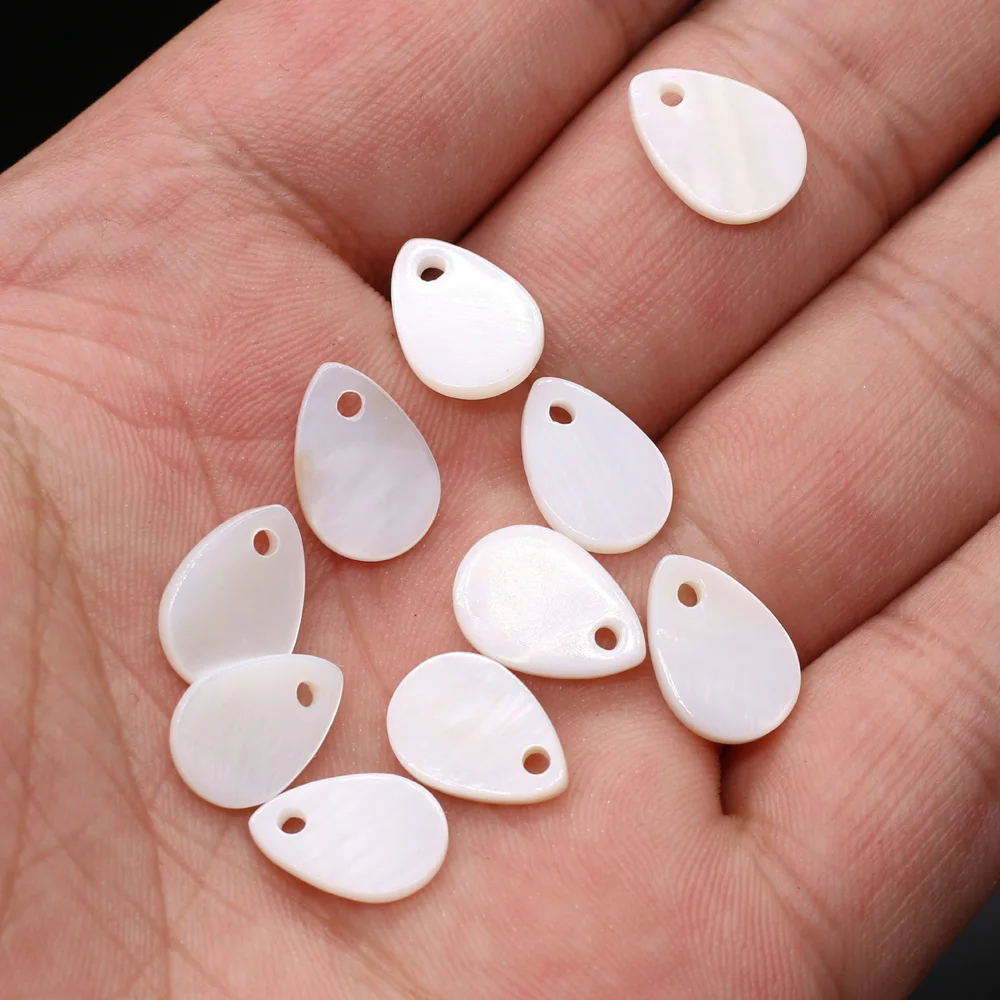 10pcs/Pack Teardrop Shape Through-hole Beads Natural Seashell Beads for Jewelry Making DIY Necklaces Bracelets and Accessories