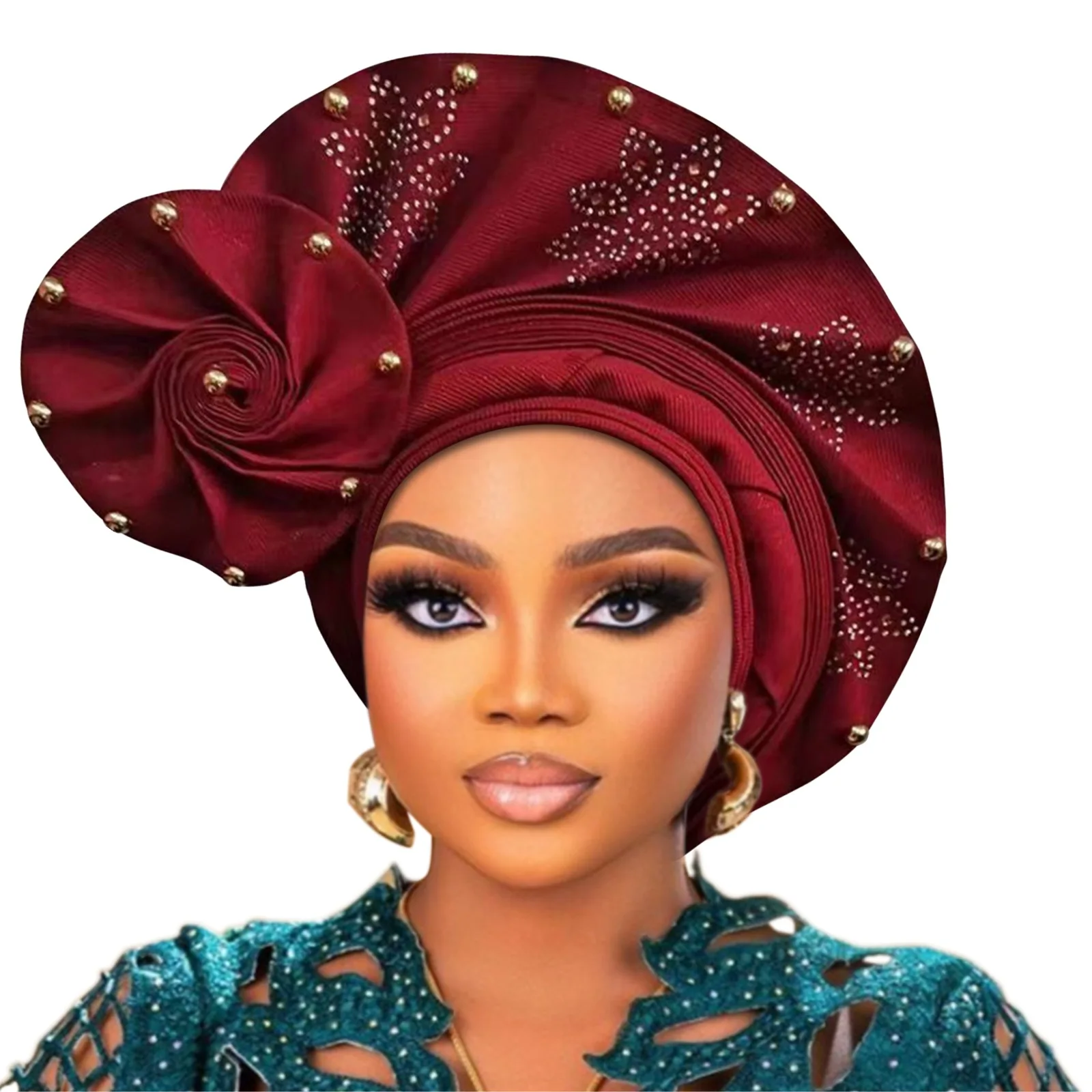 Already Made Auto Gele Headtie Exaggerated African Women's Turban Cap Party Headwear Female Head Wraps Nigeria Wedding Autogele