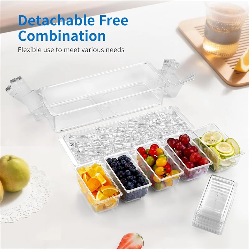 ABHB-Divided Serving Tray With Lid Chilled Serving Tray Chilled Condiment Server With Lid