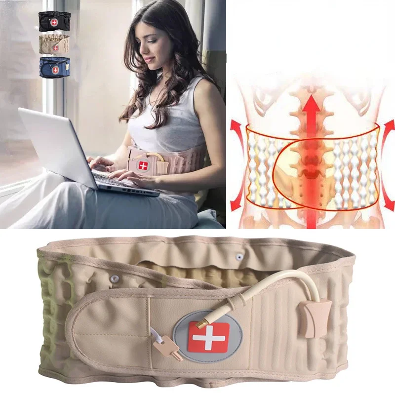 Inflatable Waist Traction Brace Belt Spinal Lumbar Support Back Relief Belt Backache Pain Massager Unisex