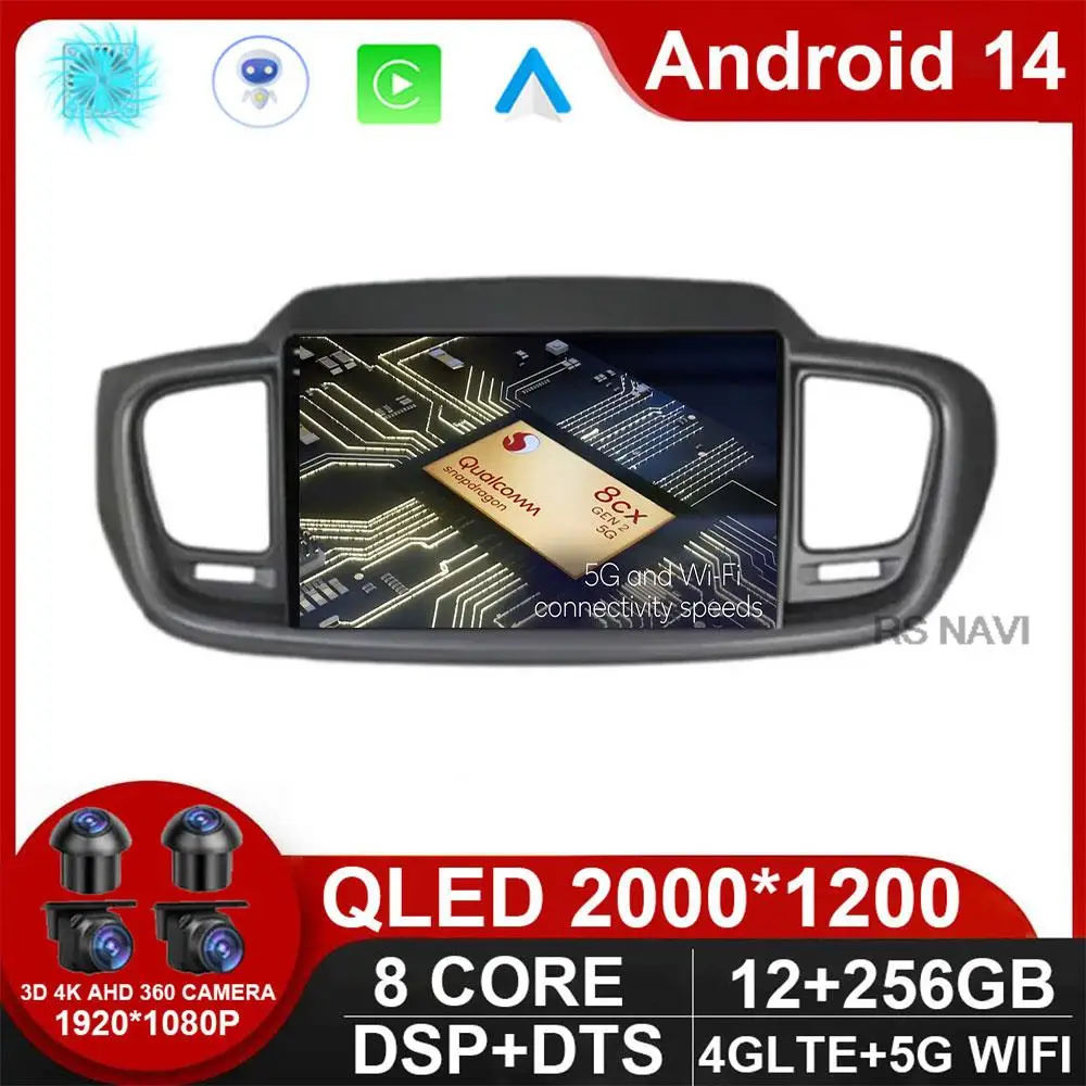 

For Kia Sorento 3 2014 - 2017 Car Radio Multimedia Video Player Navigation Stereo GPS Android 14 2din 2 Din Carplay Auto NO DVD