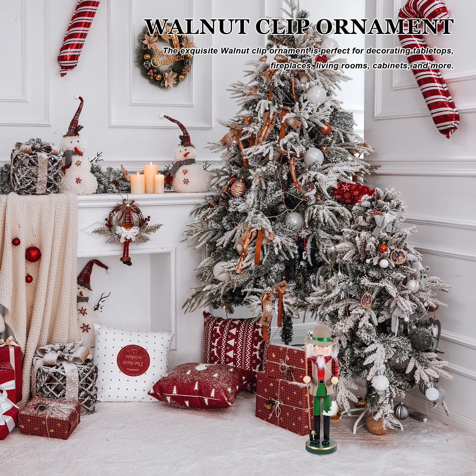 

Traditional Christmas Nutcracker Wooden Decoration Handcrafted Holiday Ornament for Home Office Desktop Festive Cheer Mantel