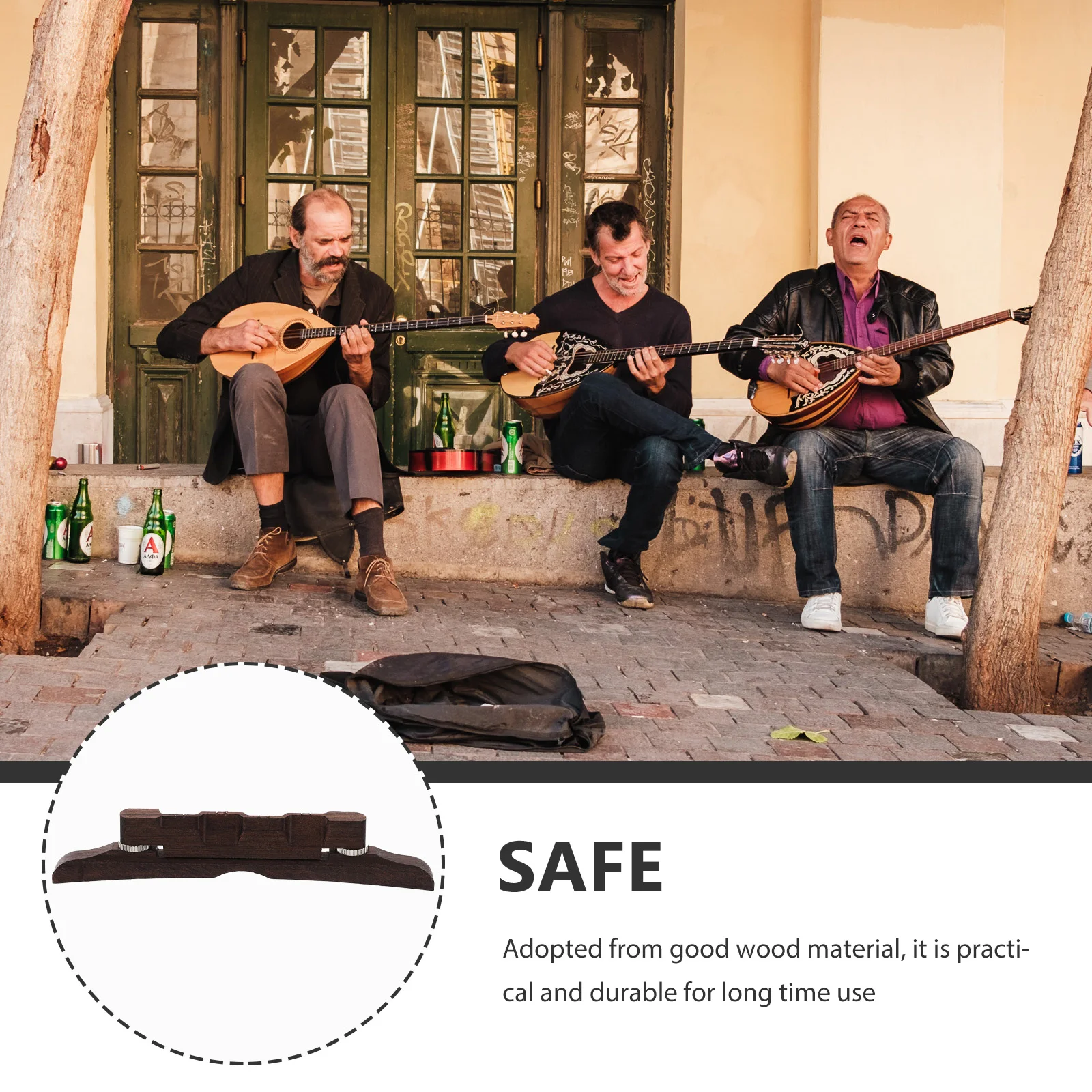 

Fine Workmanship Redwood Mandolin Bridge Durable Wooden Material Easy Installation DIY Music Instrument Part Mandolin Bridge