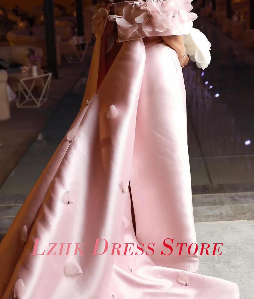 Vestido de noche de cristal con flores y hombros descubiertos, elegante, personalizado, de satén, largo hasta el suelo, vestidos de fiesta