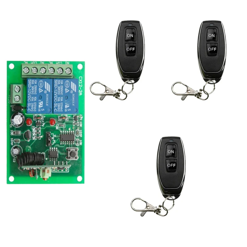 433Mhz Remote Control Switch for Light,Door, Garage Universal Remote DC 12V 24V 2CH Relay Receiver and Controller