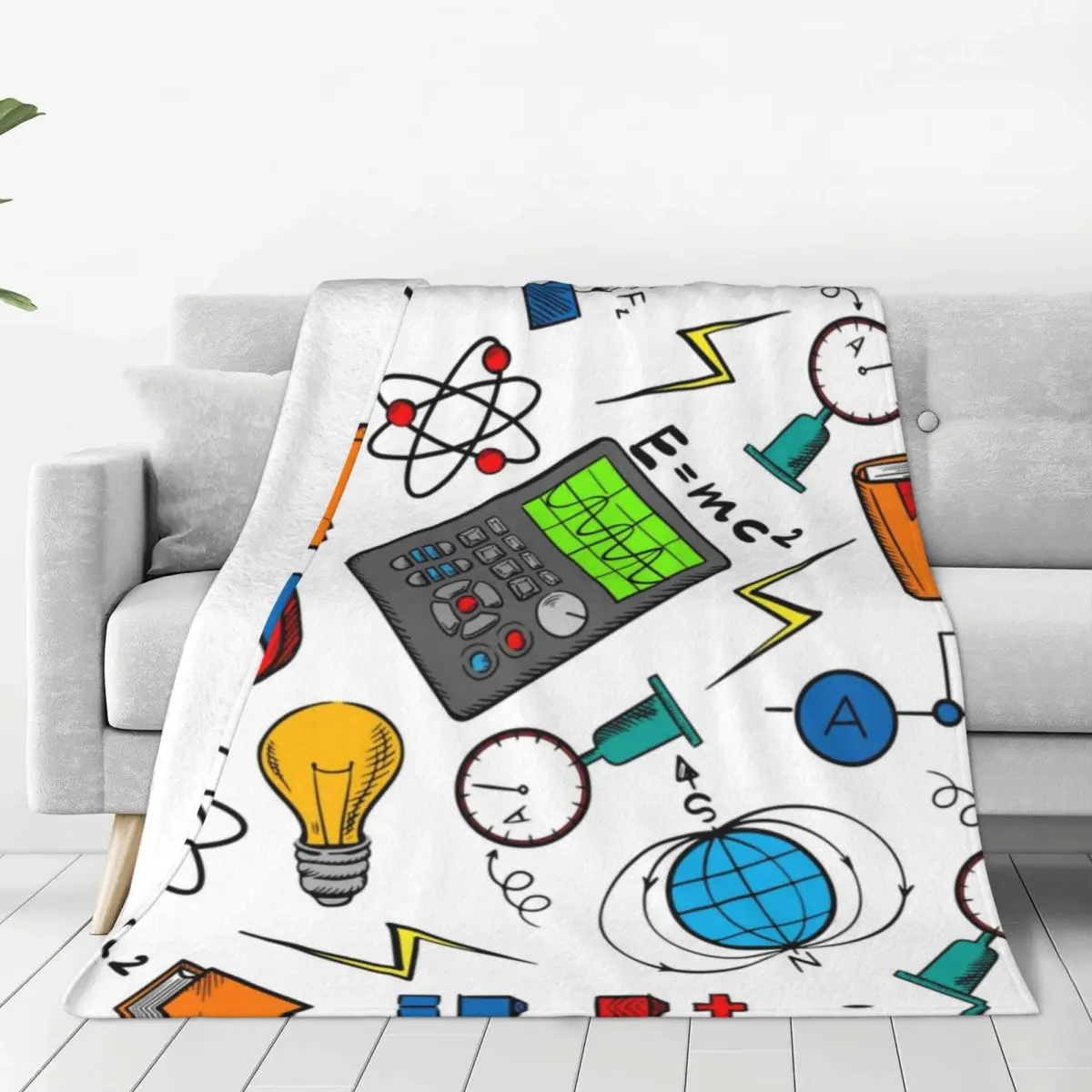 

Math Theme Blankets Physics Science and Technology Camping Flannel Throw Blanket Warm Soft Bed Custom Bedspread Birthday Present