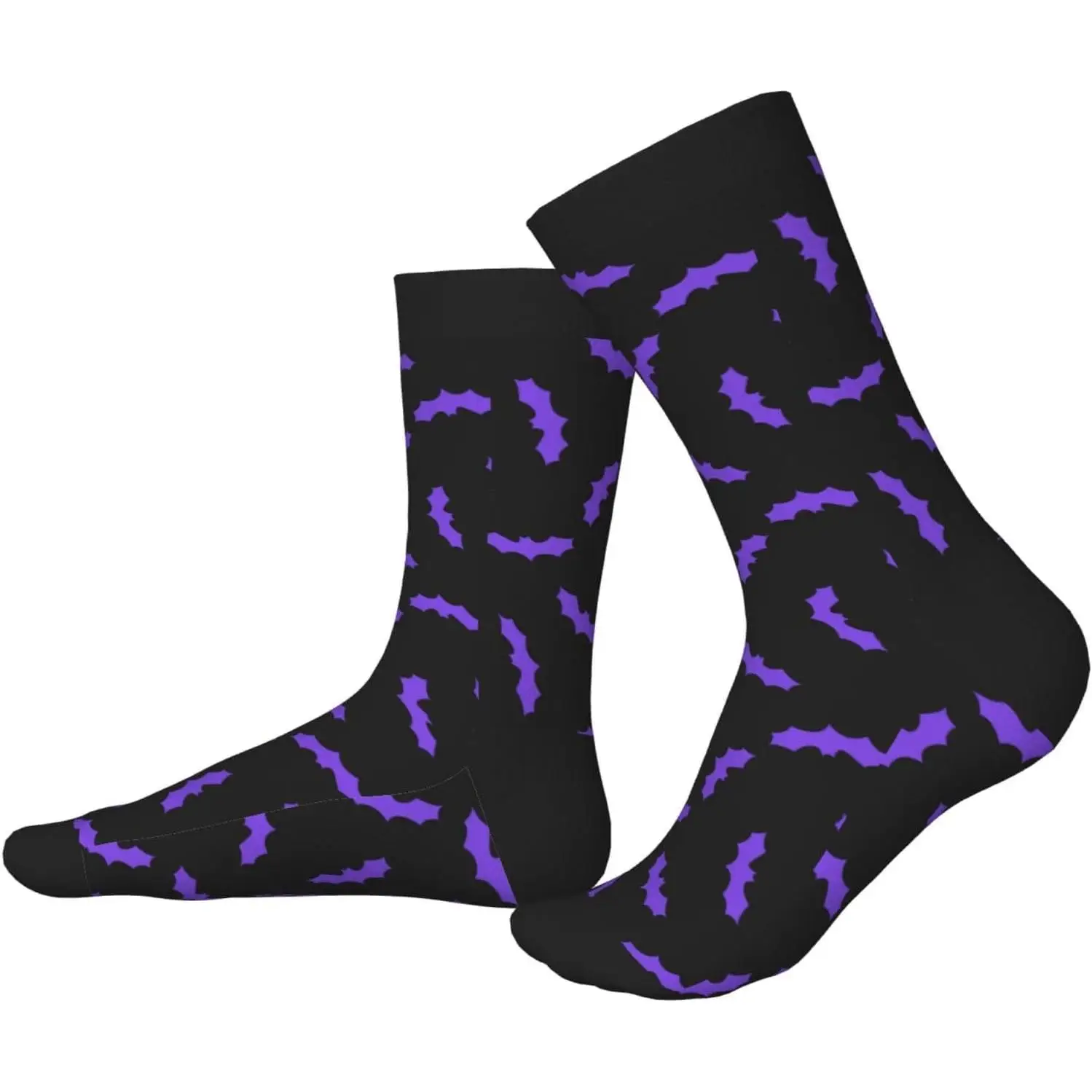 

Мужские и женские носки для экипажа, фиолетовые летучие мыши, черные крутые повседневные красочные забавные новые носки для экипажа для мужчин и женщин