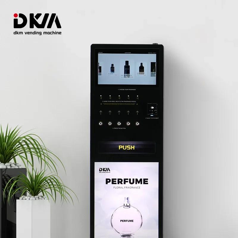 DKM Latest Floor Standing Automatic Credit Card Perfume Spray and Sale Vending Machine for Commercial Street Shopping Mall