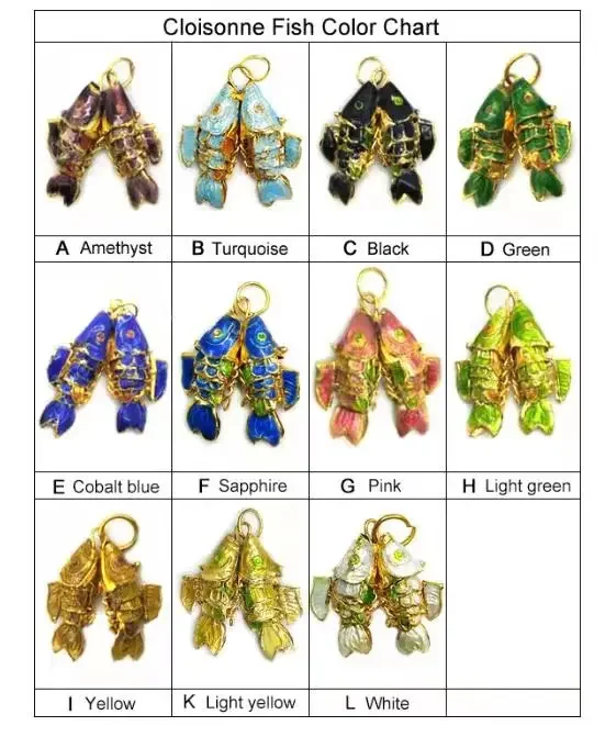 6pcs High Quality Multi Color 25x25mm Cloisonne Enamel Double Fish Pendants For Earrings & Necklace Pendant Making Findings