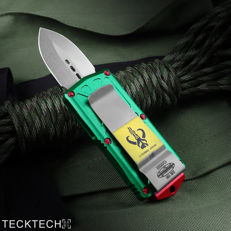 

Exocet Bounty Hunter Series Mini MICRO OTF TECH Knife D2 Stonewashed Blade CNC T6 Aluminum Handle EDC Tactical Pocketknife