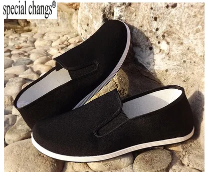 Top Quality Black Cotton Shoes  Vintage Chinese Kung Fu shoes Wing Chun Tai Chi Slipper Martial Art Pure Cotton Shoes