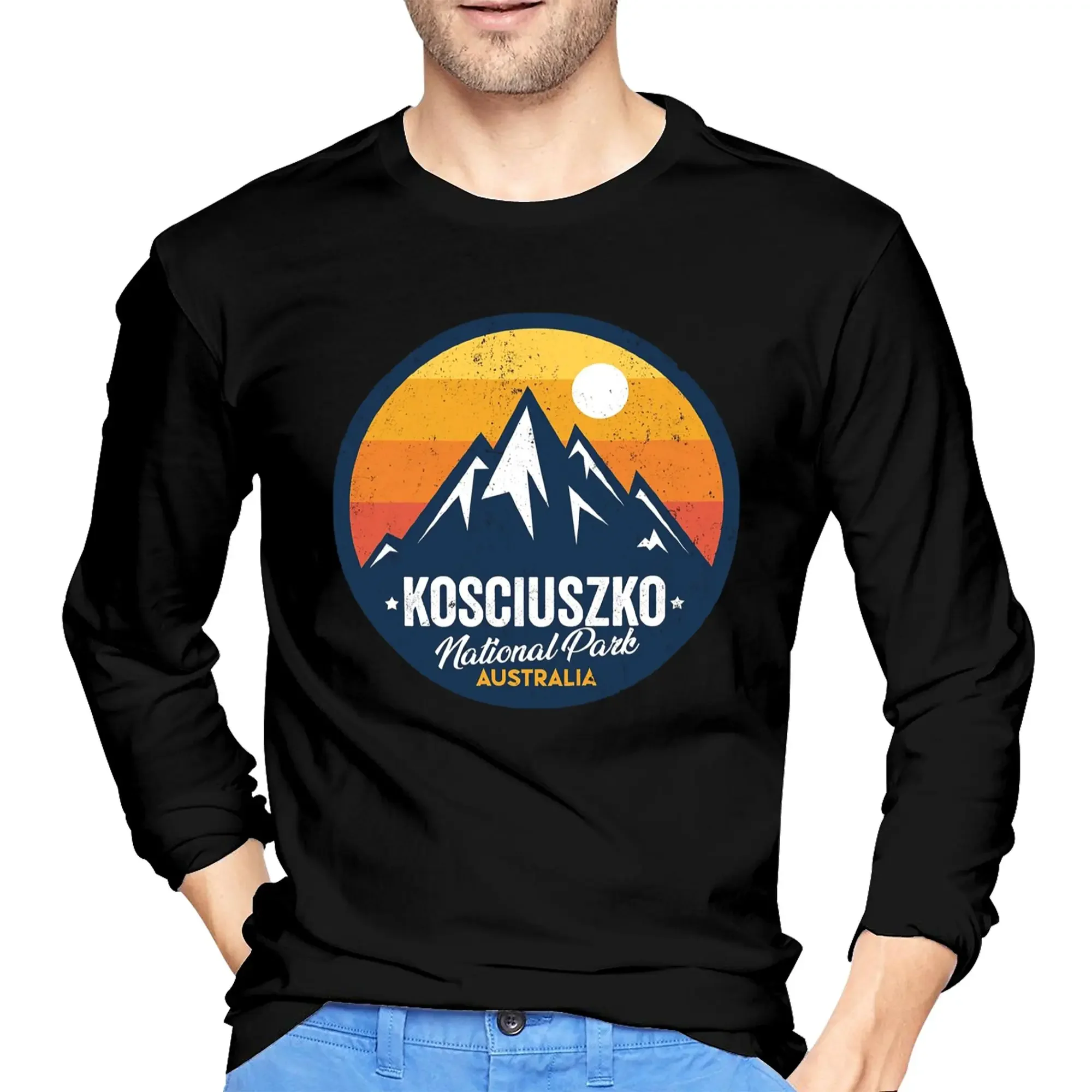 

Mount Kosciuszko National Park New South Wales Australia Men's Long Sleeved T-shirt Round Neck T shirts Spring Autumn Men tops