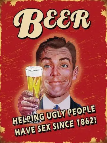 BEER HELPING UGLY PEOPLE Retro Metal Plaque/Sign, Pub, Bar, Man Cave, tin sign