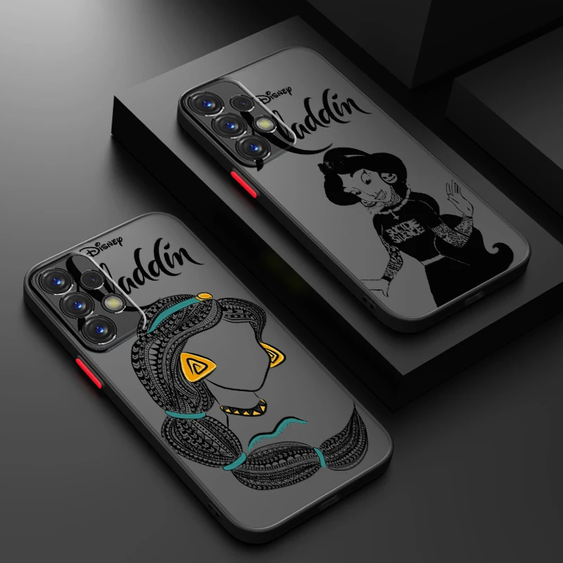 Disney's Aladdin Cartoon Disney Frosted Translucent For Samsung Galaxy S24 S23 S22 S21 S20 FE S10 S9 S8 Plus Ultra Pro 5G Matte